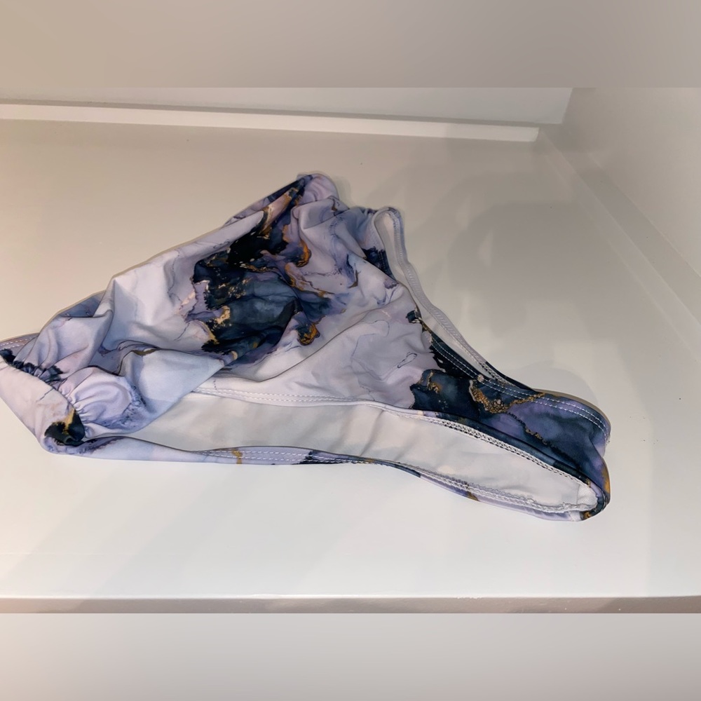 SHEIN | Marble Ruched High Waisted Swim Bottom - Size S